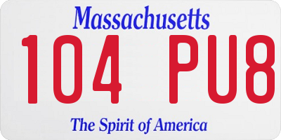 MA license plate 104PU8