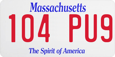 MA license plate 104PU9