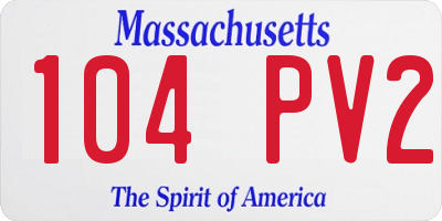 MA license plate 104PV2