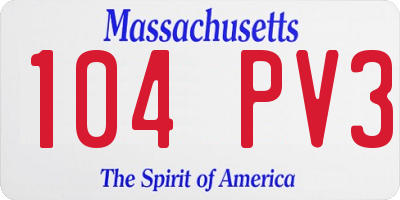 MA license plate 104PV3
