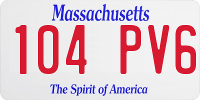 MA license plate 104PV6