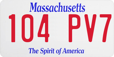 MA license plate 104PV7