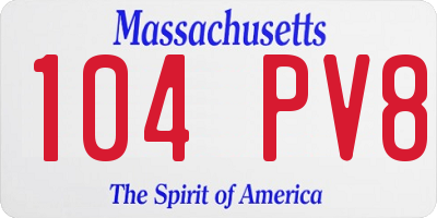 MA license plate 104PV8