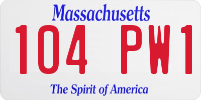 MA license plate 104PW1