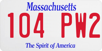 MA license plate 104PW2