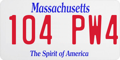 MA license plate 104PW4