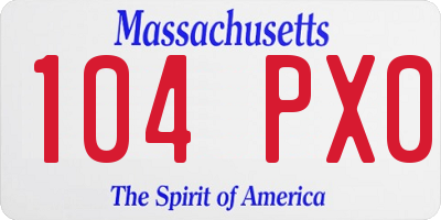MA license plate 104PX0