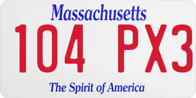 MA license plate 104PX3