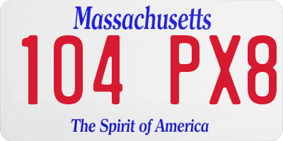 MA license plate 104PX8