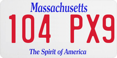 MA license plate 104PX9