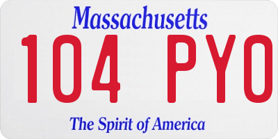 MA license plate 104PY0