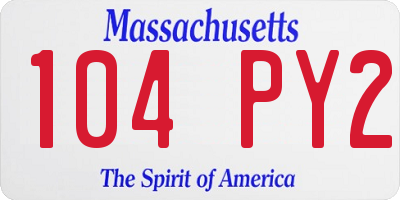 MA license plate 104PY2