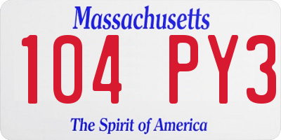 MA license plate 104PY3