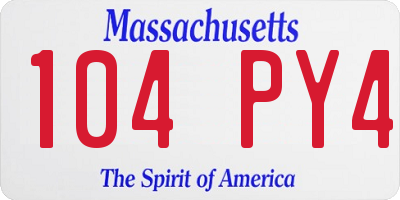 MA license plate 104PY4