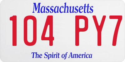 MA license plate 104PY7