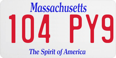 MA license plate 104PY9