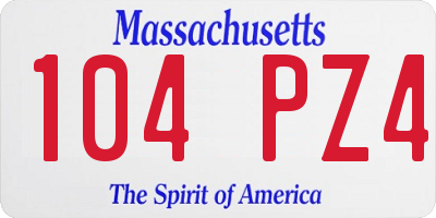 MA license plate 104PZ4