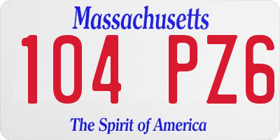 MA license plate 104PZ6