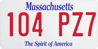 MA license plate 104PZ7