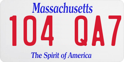 MA license plate 104QA7