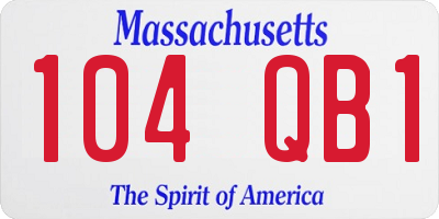 MA license plate 104QB1