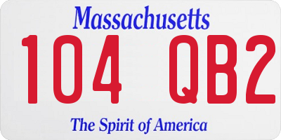 MA license plate 104QB2