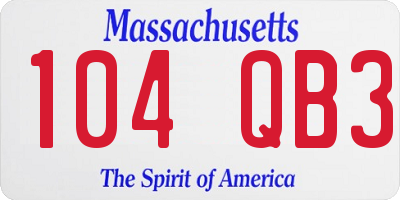MA license plate 104QB3