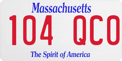 MA license plate 104QC0