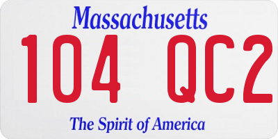 MA license plate 104QC2