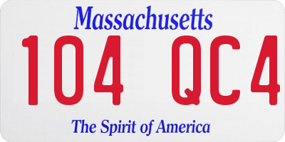 MA license plate 104QC4