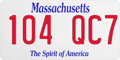 MA license plate 104QC7