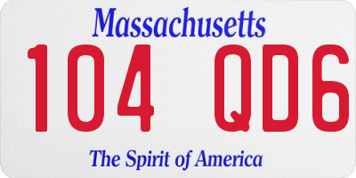 MA license plate 104QD6