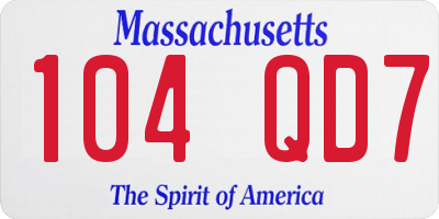 MA license plate 104QD7