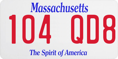 MA license plate 104QD8