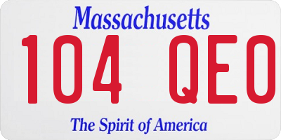 MA license plate 104QE0