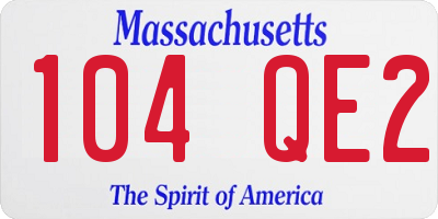 MA license plate 104QE2