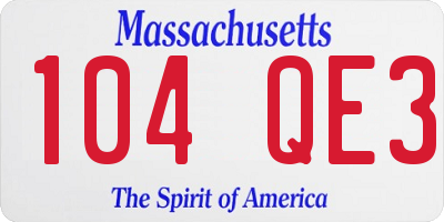 MA license plate 104QE3