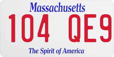 MA license plate 104QE9
