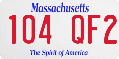 MA license plate 104QF2