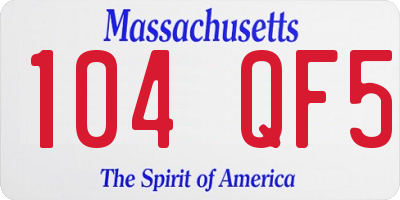 MA license plate 104QF5