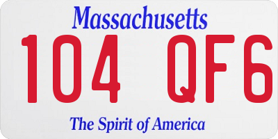 MA license plate 104QF6