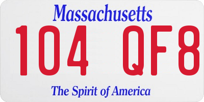 MA license plate 104QF8
