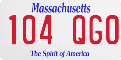 MA license plate 104QG0