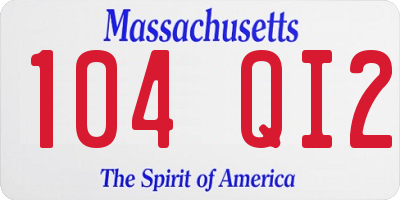 MA license plate 104QI2