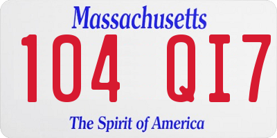 MA license plate 104QI7