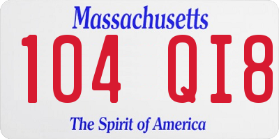 MA license plate 104QI8
