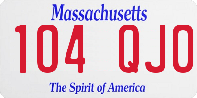 MA license plate 104QJ0