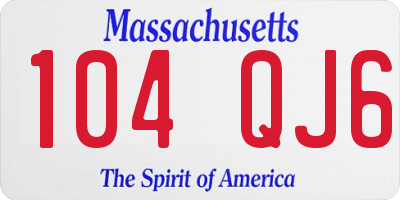 MA license plate 104QJ6