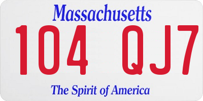 MA license plate 104QJ7