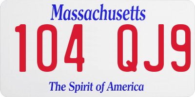 MA license plate 104QJ9